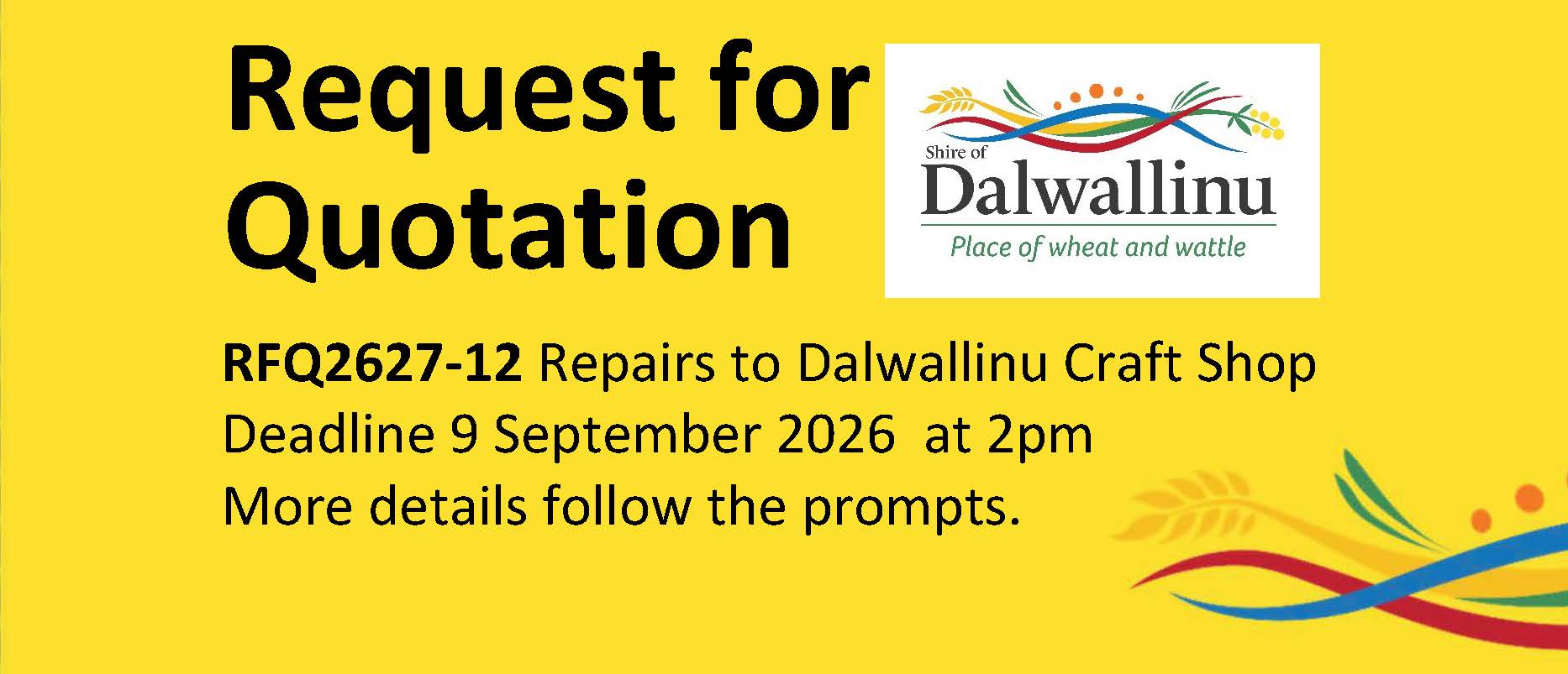 RFQ2627-12 Repairs to Dalwallinu Craft Shop